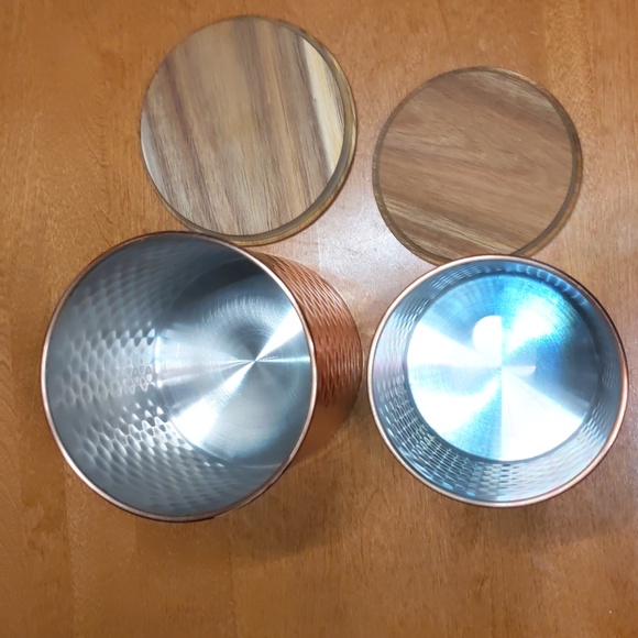 Hammered Metal canisters with wood top - Picture 4 of 5